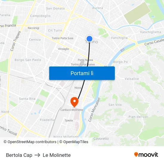 Bertola Cap to Le Molinette map