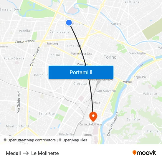 Medail to Le Molinette map