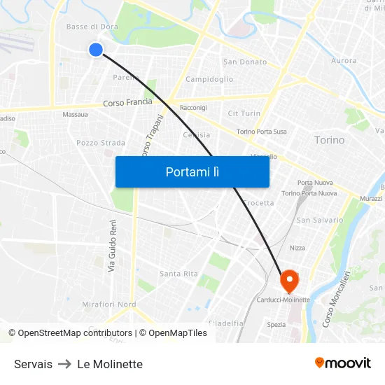 Servais to Le Molinette map