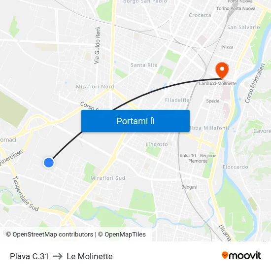 Plava C.31 to Le Molinette map