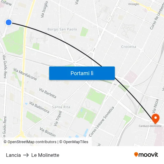 Lancia to Le Molinette map