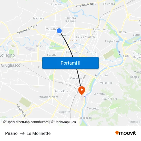 Pirano to Le Molinette map