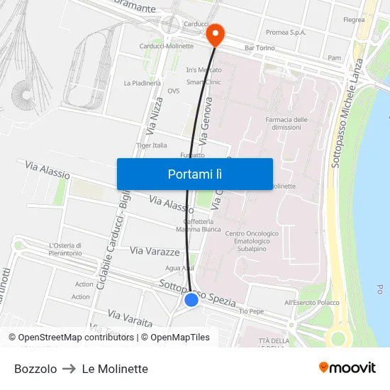 Bozzolo to Le Molinette map