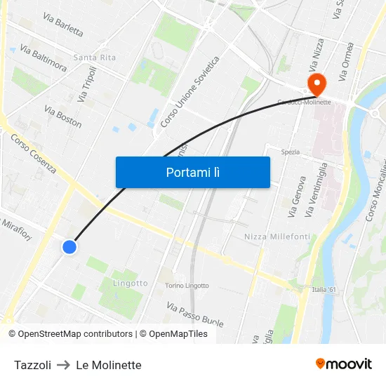 Tazzoli to Le Molinette map