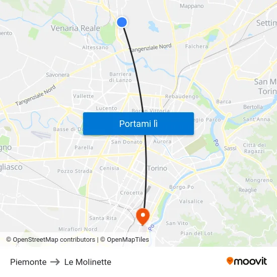 Piemonte to Le Molinette map