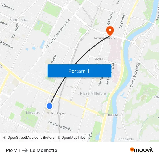 Pio VII to Le Molinette map