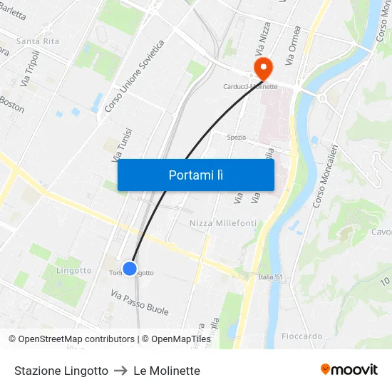 Stazione Lingotto to Le Molinette map