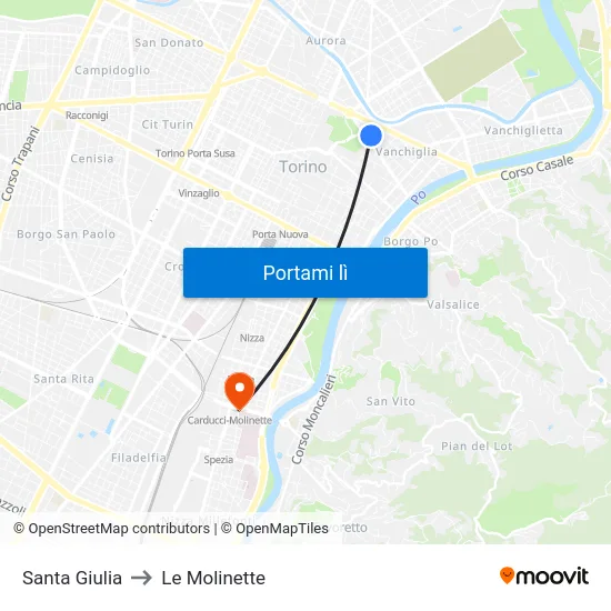 Santa Giulia to Le Molinette map