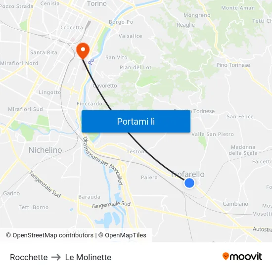 Rocchette to Le Molinette map