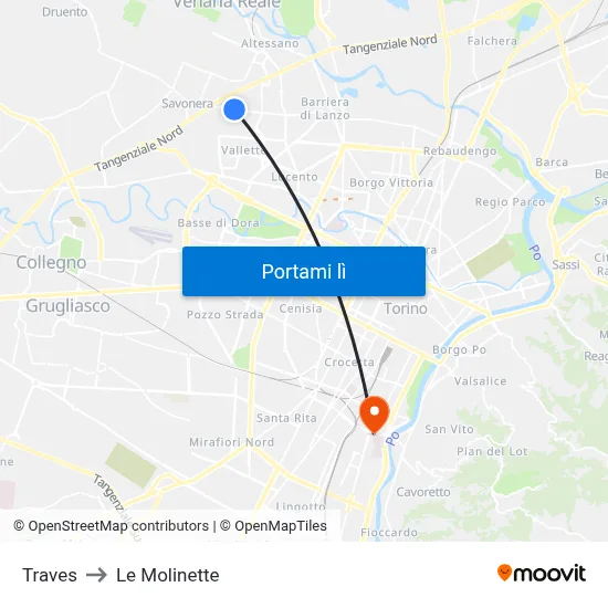 Traves to Le Molinette map