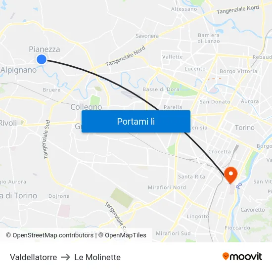 Valdellatorre to Le Molinette map