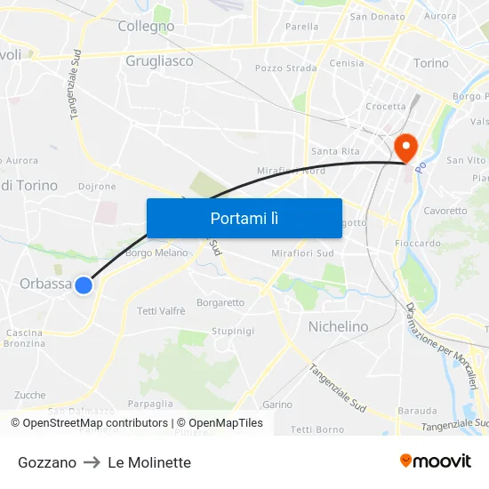 Gozzano to Le Molinette map