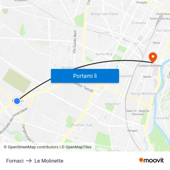 Fornaci to Le Molinette map