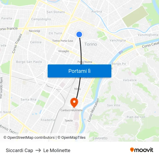 Siccardi Cap to Le Molinette map