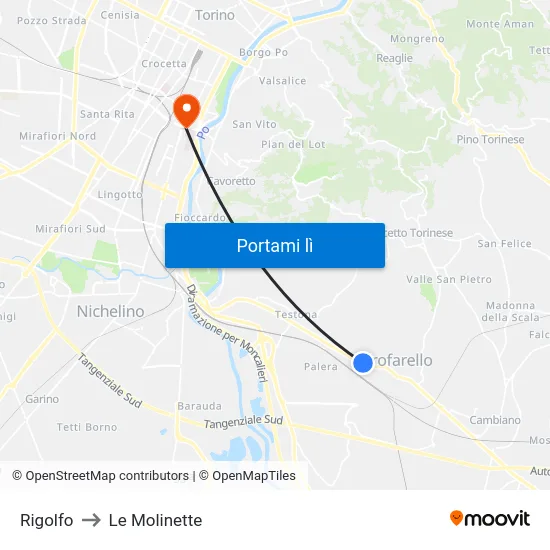 Rigolfo to Le Molinette map