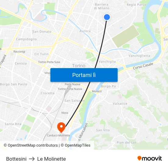 Bottesini to Le Molinette map