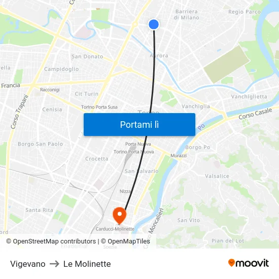 Vigevano to Le Molinette map
