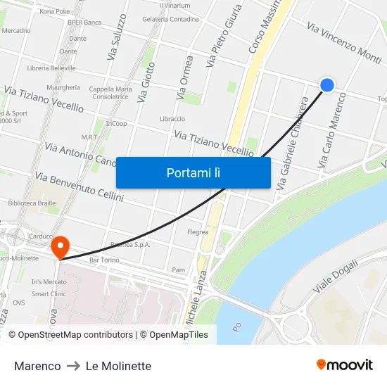 Marenco to Le Molinette map