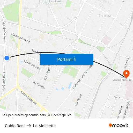 Guido Reni to Le Molinette map