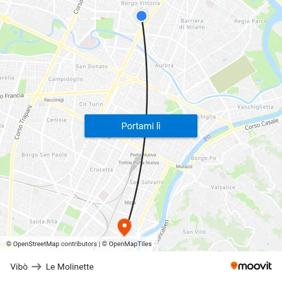 Vibò to Le Molinette map