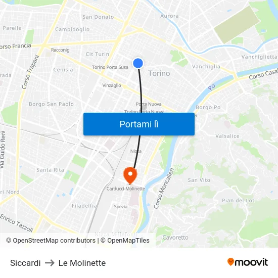 Siccardi to Le Molinette map