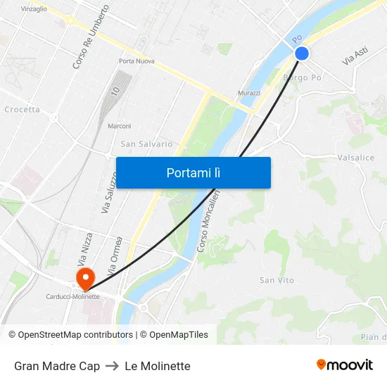 Gran Madre Cap to Le Molinette map