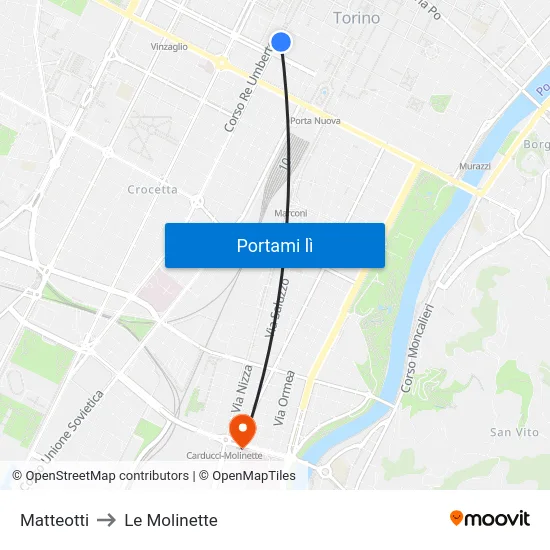 Matteotti to Le Molinette map