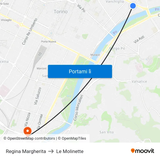 Regina Margherita to Le Molinette map