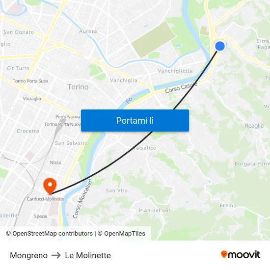 Mongreno to Le Molinette map