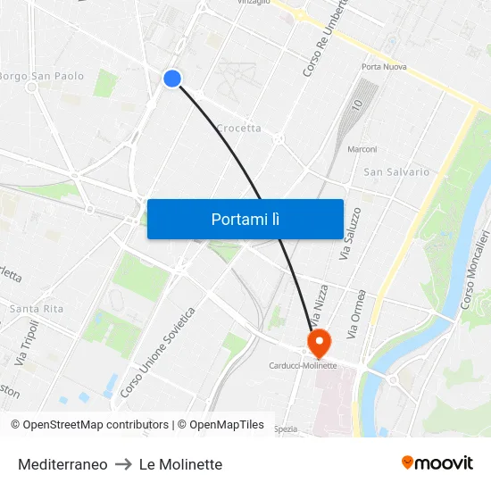 Mediterraneo to Le Molinette map