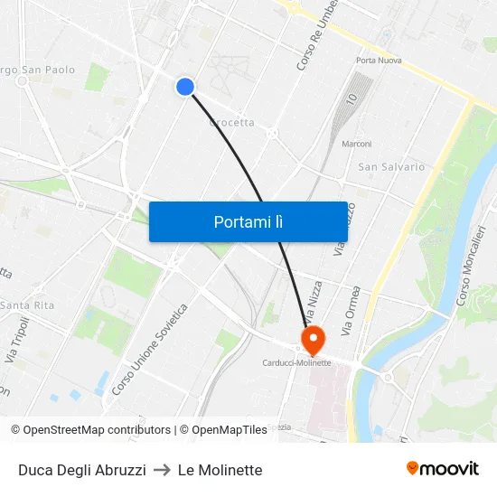 Duca Degli Abruzzi to Le Molinette map