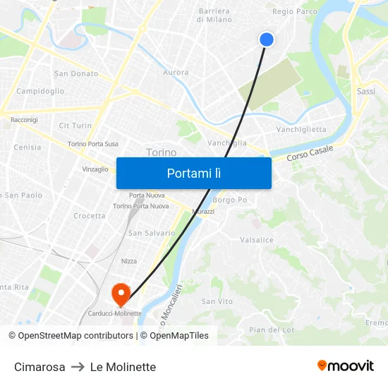 Cimarosa to Le Molinette map