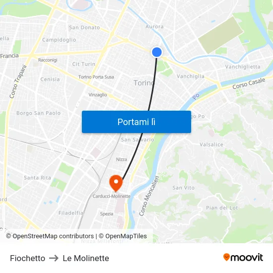 Fiochetto to Le Molinette map