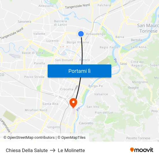 Chiesa Della Salute to Le Molinette map