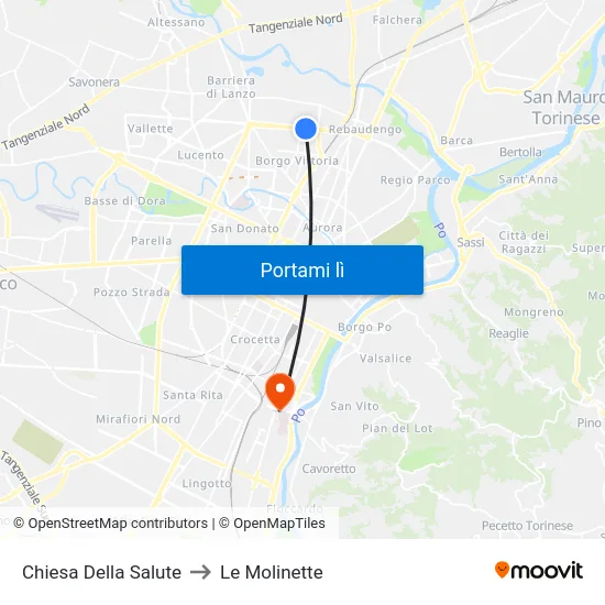 Chiesa Della Salute to Le Molinette map