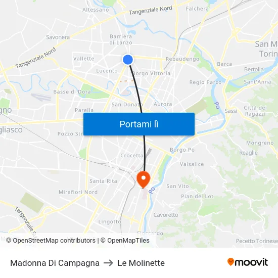 Madonna Di Campagna to Le Molinette map