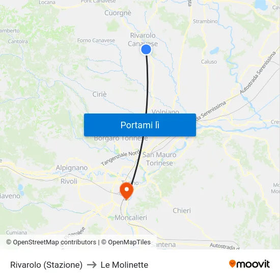 Rivarolo (Stazione) to Le Molinette map