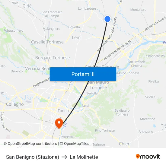 San Benigno (Stazione) to Le Molinette map