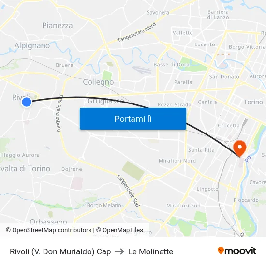 Rivoli (V. Don Murialdo) Cap to Le Molinette map