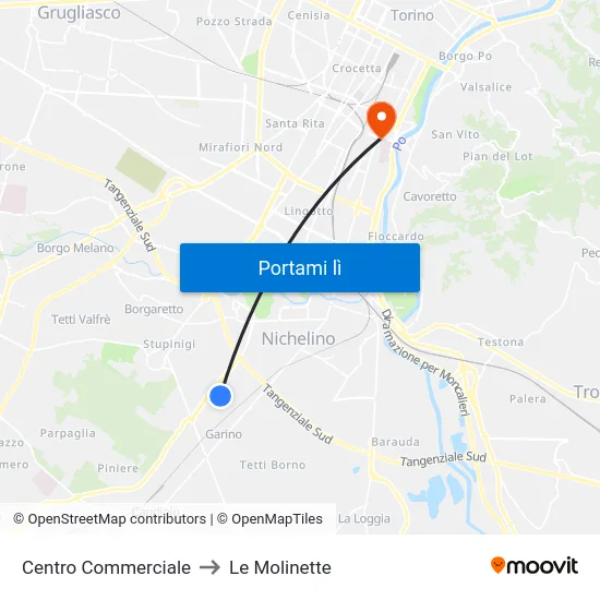 Centro Commerciale to Le Molinette map