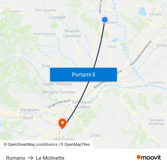 Romano to Le Molinette map