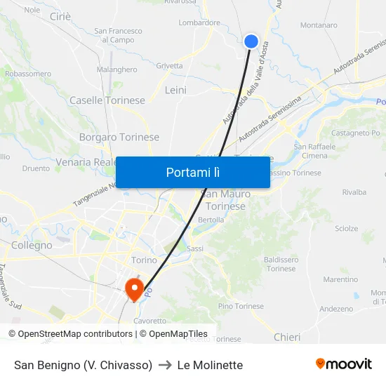 San Benigno (V. Chivasso) to Le Molinette map