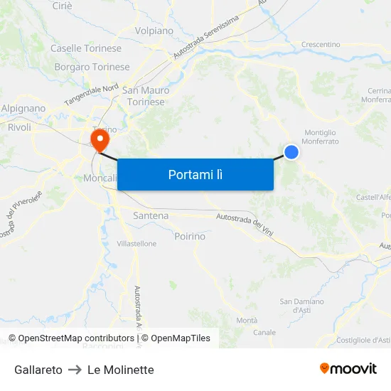 Gallareto to Le Molinette map