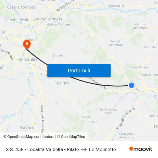 S.S. 458 - Località Valbella - Rilate to Le Molinette map