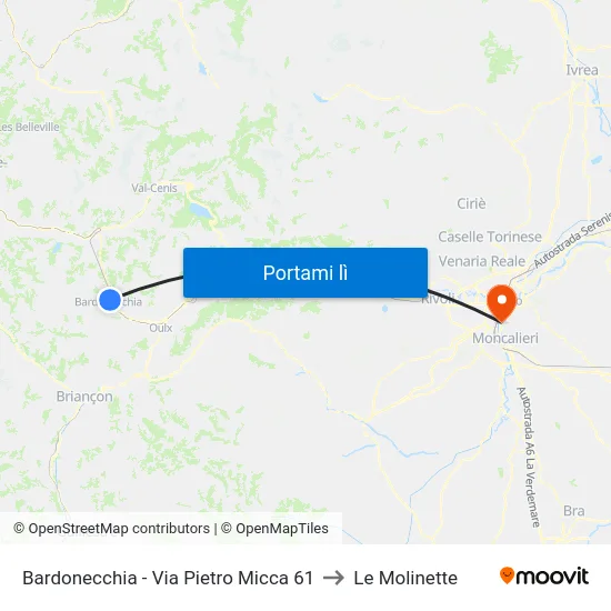 Bardonecchia - Via Pietro Micca  61 to Le Molinette map