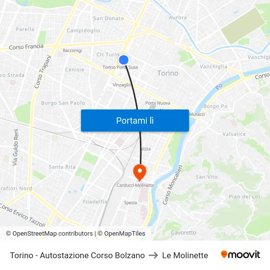 Torino - Autostazione Corso Bolzano to Le Molinette map