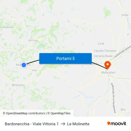 Bardonecchia - Viale Vittoria  1 to Le Molinette map