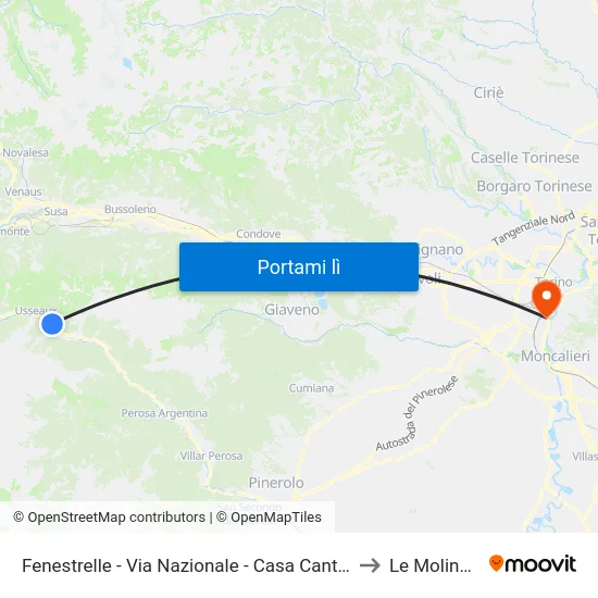 Fenestrelle - Via Nazionale - Casa Cantoniera to Le Molinette map