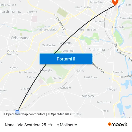 None - Via Sestriere  25 to Le Molinette map