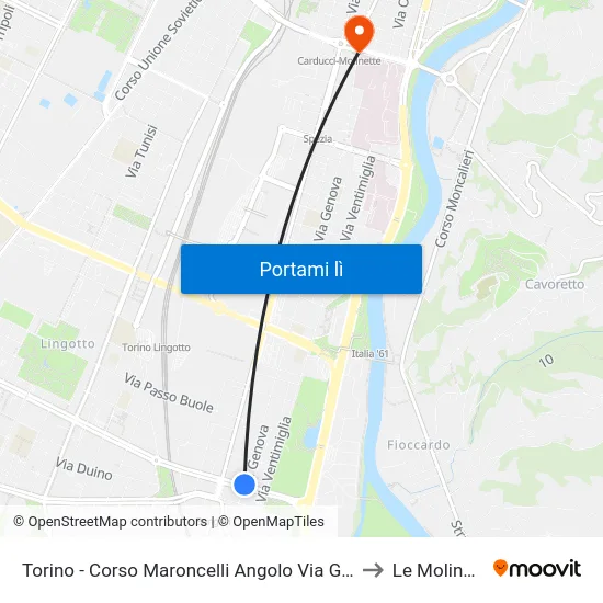Torino - Corso Maroncelli Angolo Via Genova to Le Molinette map